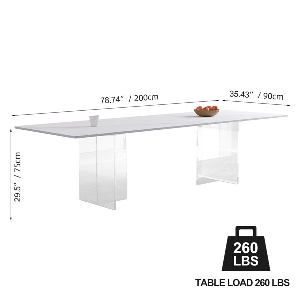 Ivy Bronx Keivah 78.74'' Rectangular Sintered Stone Dining Table with